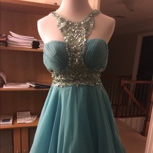 Madison James Fit and Flare Beaded Cocktail Dress